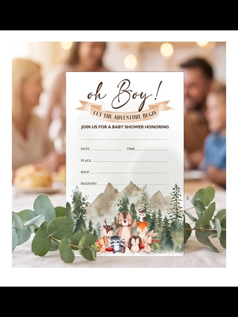 Oh Boy! Woodland Adventure~ Baby Shower Invitation